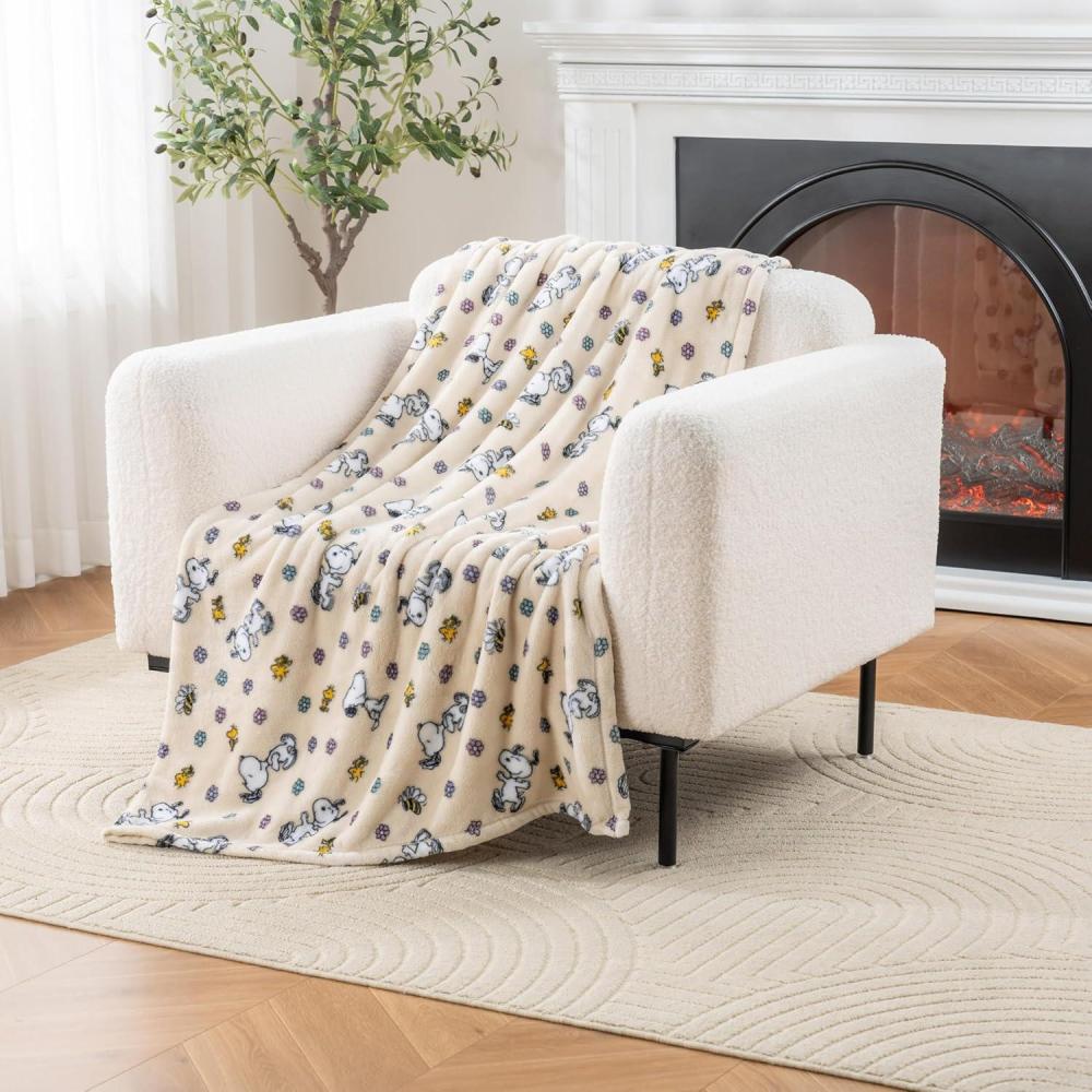 image:imageBerkshire Blanket Peanuts VelvetLoft Cute Character Snoopy Plush Throw BlanketPeanuts Snoopy Make A Wish Spring PinkThrow 55 in x 70 in Official Peanuts ProductPeanuts Woodstock Snoopy Spring Frolic Large Canvas