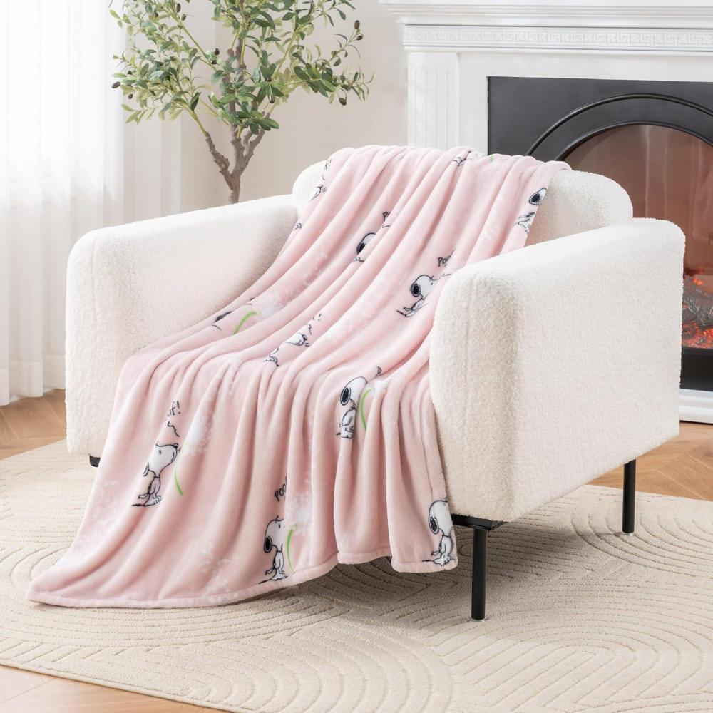 image:imageBerkshire Blanket Peanuts VelvetLoft Cute Character Snoopy Plush Throw BlanketPeanuts Snoopy Make A Wish Spring PinkThrow 55 in x 70 in Official Peanuts ProductMake a Wish Spring Pink