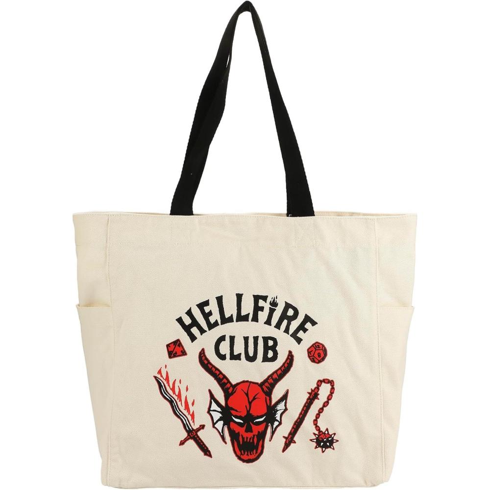 image:imageBioworld Adult 155 Canvas Tote BagStranger Hellfire Club White