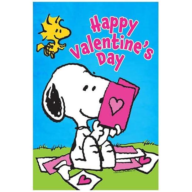 image:imageFlagology PEANUTS Snoopy Valentines Pile House Flag 28 x 40 Officially Licensed PEANUTS Valentines Day