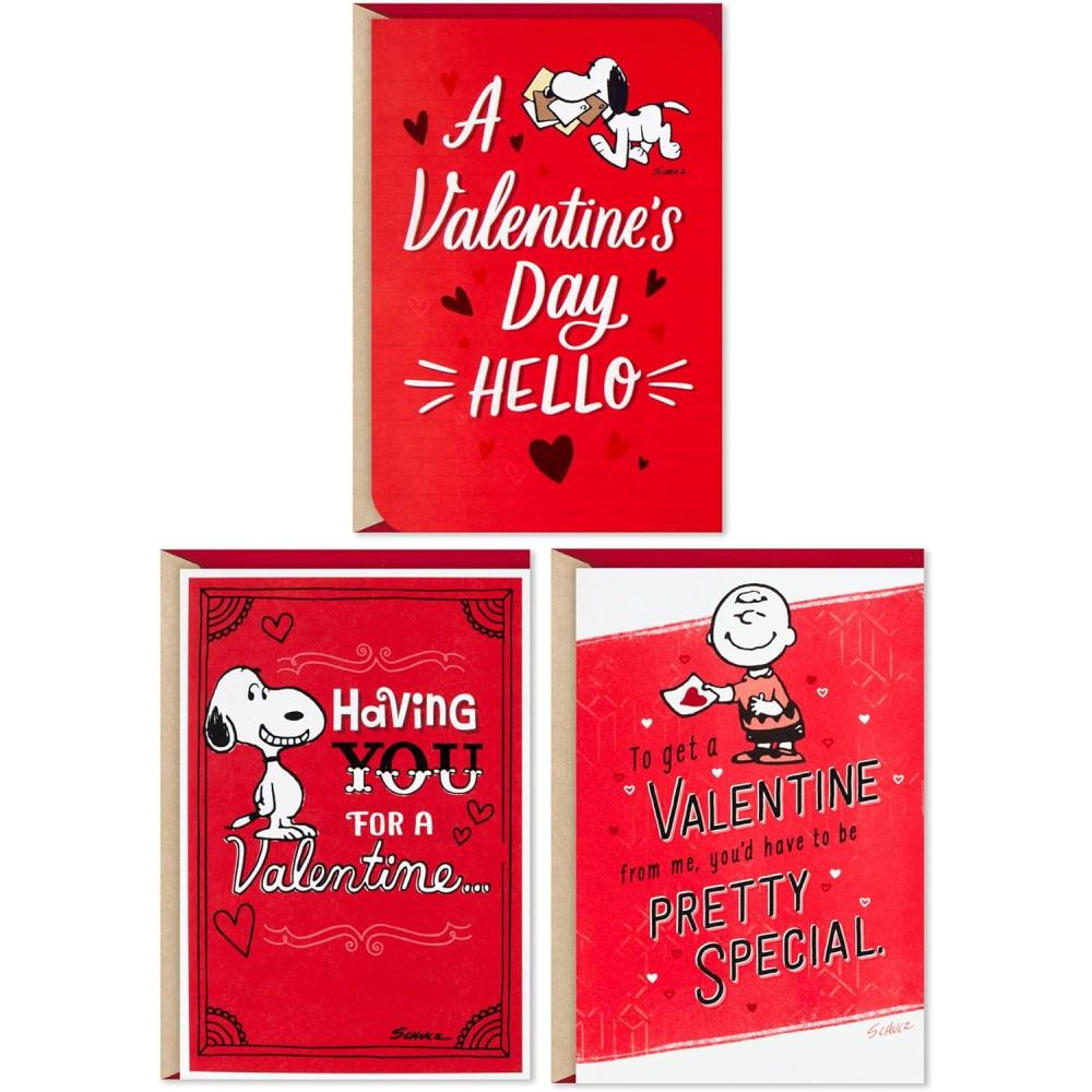 image:imageHallmark Pack of 3 Peanuts Valentines Day Cards Snoopy and Charlie BrownPeanuts Card Assortment