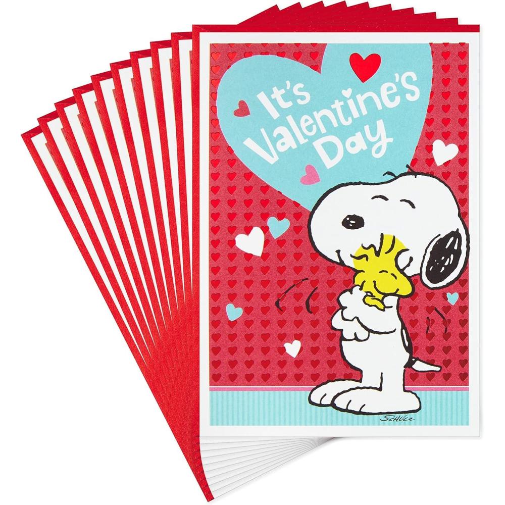image:imageHallmark Peanuts Valentines Day Cards Pack Snoopy and Woodstock 10 Valentines Day Cards with Envelopes10 Cards and 10 Envelopes  Peanuts Snoopy