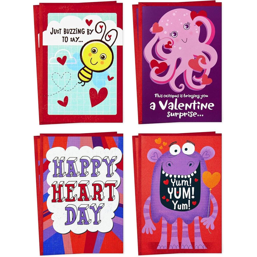 image:imageHallmark Peanuts Valentines Day Cards Pack Snoopy and Woodstock 10 Valentines Day Cards with EnvelopesRedPurple
