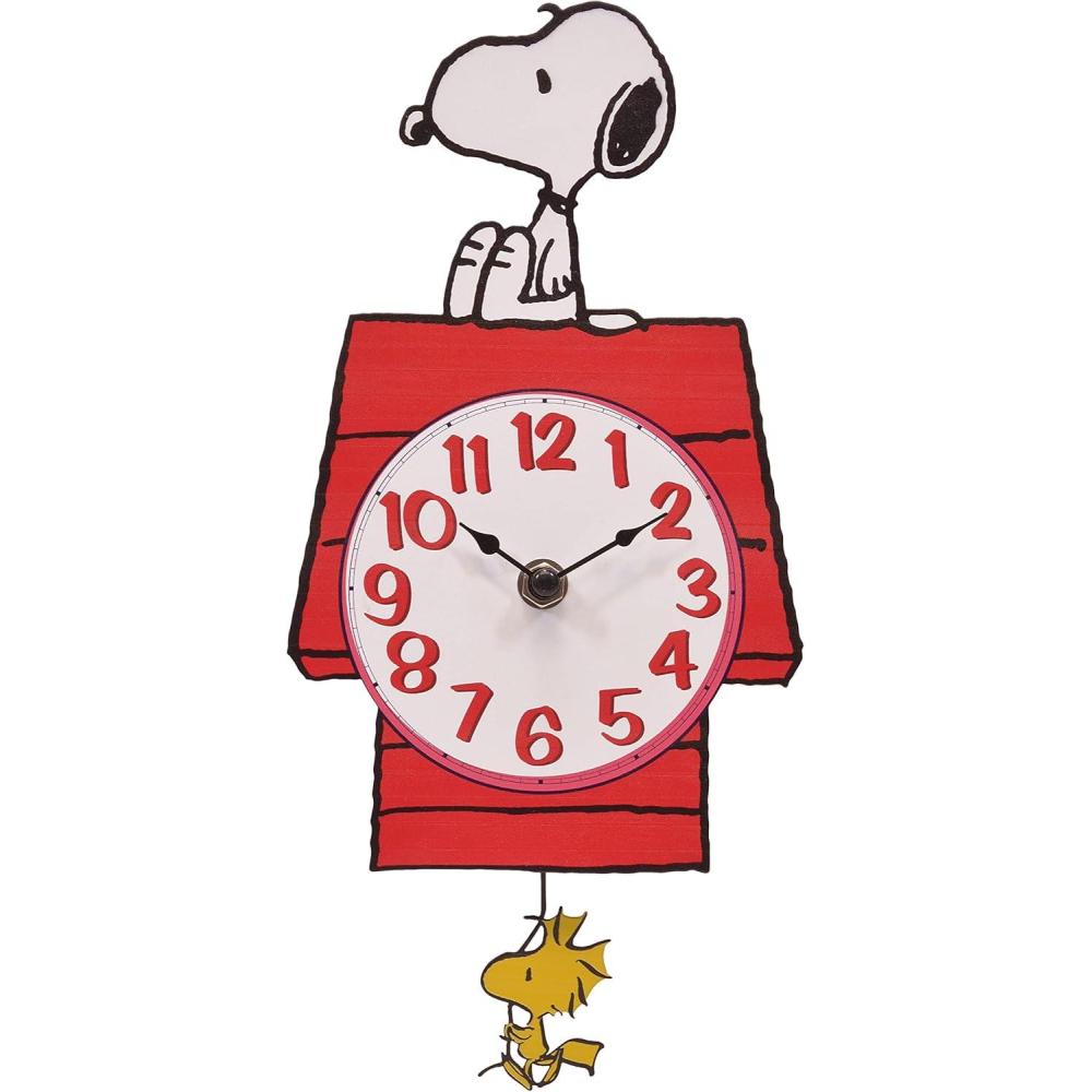 image:imageMark Feldstein Peanuts Snoopys Dog House with Woodstock Pendulum Pal Wall Clock 12 Inch