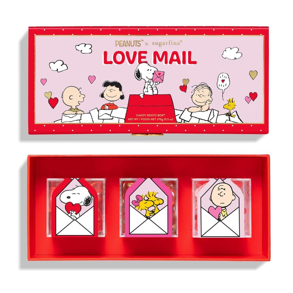 image:imagePeanuts x Sugarfina Love Mail 3 Piece Candy Bento Box  Peanuts Valentines Day