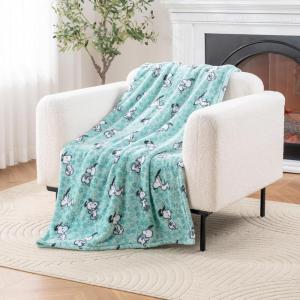 Berkshire Blanket Peanuts VelvetLoft Cute Character Snoopy Plush Throw Blanket,Peanuts Snoopy Make A Wish Spring Pink,Throw 55 in x 70 in (Official Peanuts Product)(Snoopy Springtime Floral Dance Large Blue)