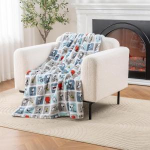 Berkshire Blanket Peanuts VelvetLoft Cute Character Snoopy Plush Throw Blanket,Peanuts Snoopy Make A Wish Spring Pink,Throw 55 in x 70 in (Official Peanuts Product)(Woof Blue)
