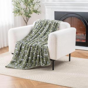 Berkshire Blanket Peanuts VelvetLoft Cute Character Snoopy Plush Throw Blanket,Peanuts Snoopy Make A Wish Spring Pink,Throw 55 in x 70 in (Official Peanuts Product)(Loden Green)