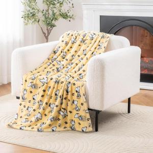 Berkshire Blanket Peanuts VelvetLoft Cute Character Snoopy Plush Throw Blanket,Peanuts Snoopy Make A Wish Spring Pink,Throw 55 in x 70 in (Official Peanuts Product)(Peanuts Poses and Paws Sundress)
