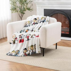 Berkshire Blanket Peanuts VelvetLoft Cute Character Snoopy Plush Throw Blanket,Peanuts Snoopy Make A Wish Spring Pink,Throw 55 in x 70 in (Official Peanuts Product)(Peanuts Stripe Multi)