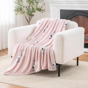Berkshire Blanket Peanuts VelvetLoft Cute Character Snoopy Plush Throw Blanket,Peanuts Snoopy Make A Wish Spring Pink,Throw 55 in x 70 in (Official Peanuts Product)(Make a Wish Spring Pink)