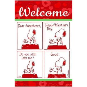 Flagology.com, PEANUTS®, PEANUTS® Valentine Snoopy Comic – House Flag 28″ x 40″, Outdoor Flag, Exclusive Premium Fabric, Officially Licensed PEANUTS®, Valentine’s Day