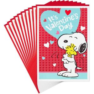Hallmark Peanuts Valentines Day Cards Pack, Snoopy and Woodstock (10 Valentine’s Day Cards with Envelopes)(10 Cards and 10 Envelopes  Peanuts Snoopy)