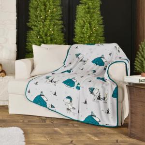 Peanuts® Snoopy Cozy Throw 60 in x 70 in – Soft Cozy Plush for Couch, Bed & Travel, Valentine’s Day Design, Collectible Gift (Officially Licensed Product) by Franco Collectibles®(Peanuts – Snoopy Blue Puffer Coat)