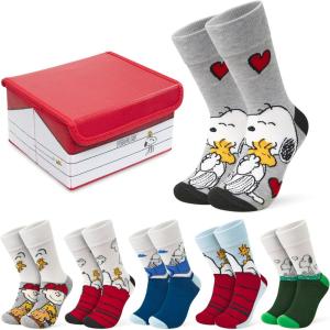 Peanuts Snoopy Pack of 6 Socks for Women Teens, US Size 4-9, Soft, Crew Socks, Woodstock Funny, Cute, Novelty Gifts for Women