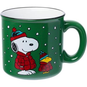 Silver Buffalo Peanuts Snoopy and Woodstock Get Cozy Ceramic Camper Mug, 20 Ounces(Peanuts Snoopy and Woodstock Puffer Jacket (Camper))