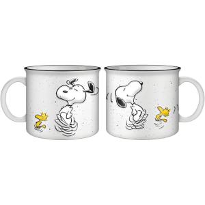 Silver Buffalo Peanuts Snoopy and Woodstock Get Cozy Ceramic Camper Mug, 20 Ounces(White/Multi)