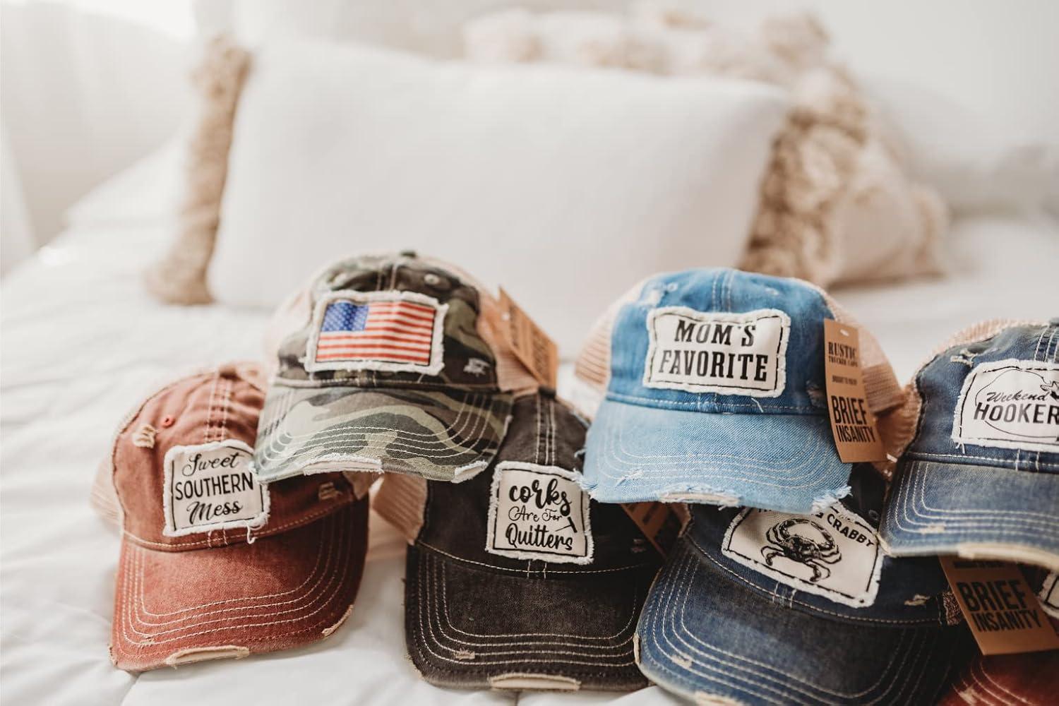 image:imageBRIEF INSANITY Vintage Distressed Trucker Hat  Funny Snapback Hat  Unisex Adult CapChaos Coordinator