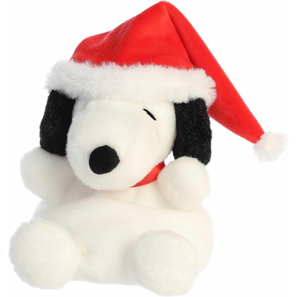 image:imageAurora Festive Peanuts Santa Snoopy Palm Pals Stuffed Animal  Officially Licensed Toys for All Snoopy Fans  Perfect for Holiday Decorations or Gifts  White 5 Inches