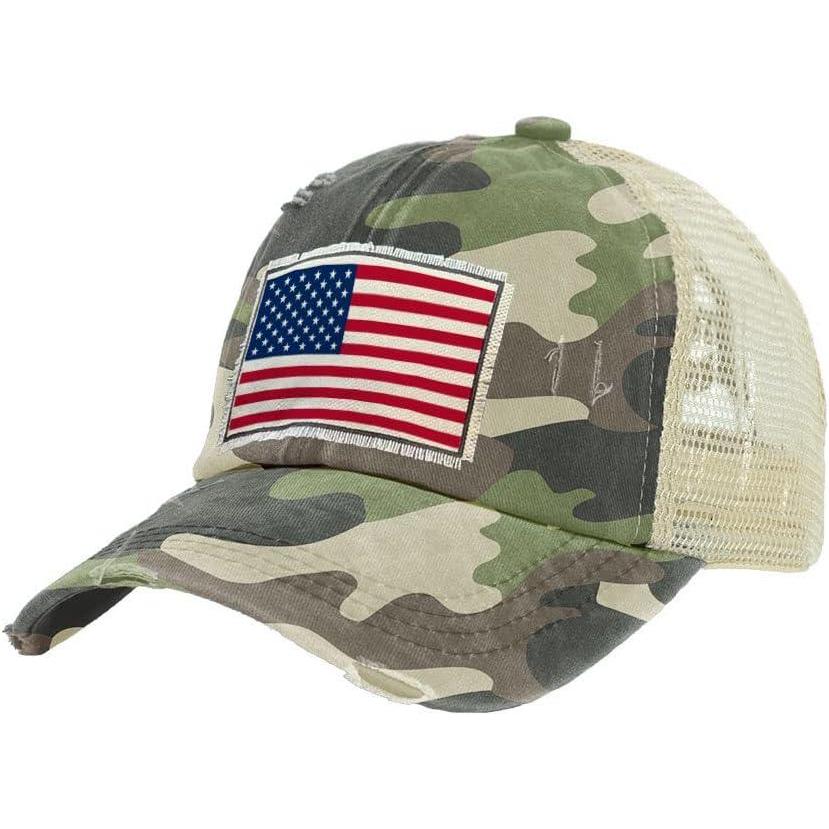 image:imageBRIEF INSANITY Vintage Distressed Trucker Hat  Funny Snapback Hat  Unisex Adult CapAmerican Flag