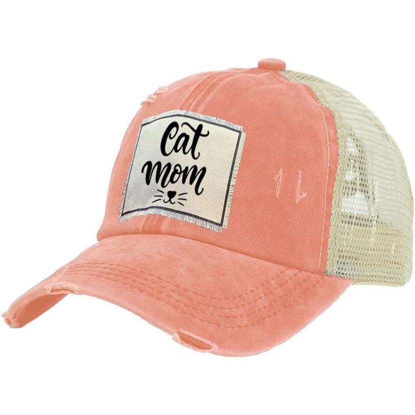 image:imageBRIEF INSANITY Vintage Distressed Trucker Hat  Funny Snapback Hat  Unisex Adult CapCat Mom