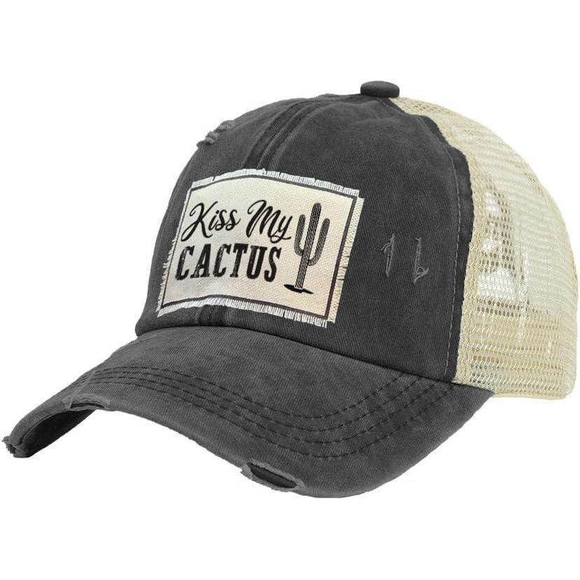 image:imageBRIEF INSANITY Vintage Distressed Trucker Hat  Funny Snapback Hat  Unisex Adult CapKiss My Cactus