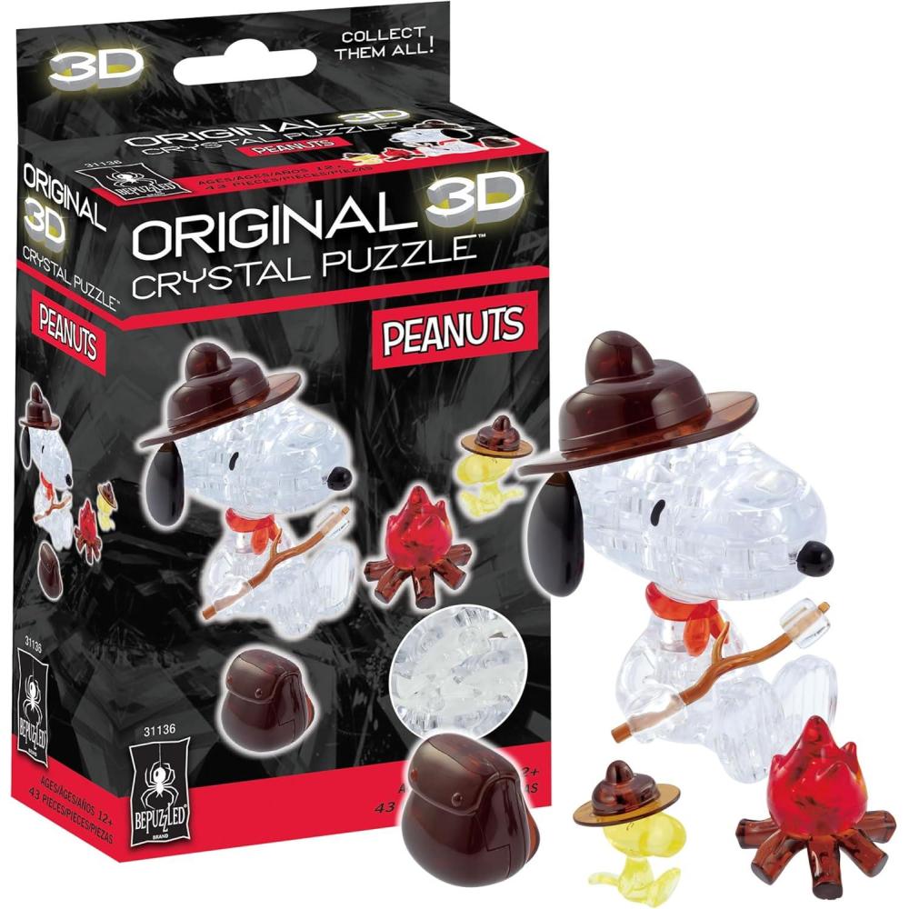 image:imageBePuzzled Peanuts Snoopy Campfire Original 3D Crystal Puzzle Perfect for Puzzlers Ages 12 and Up Challenging to Complete and Beautiful to Display Collect Them All