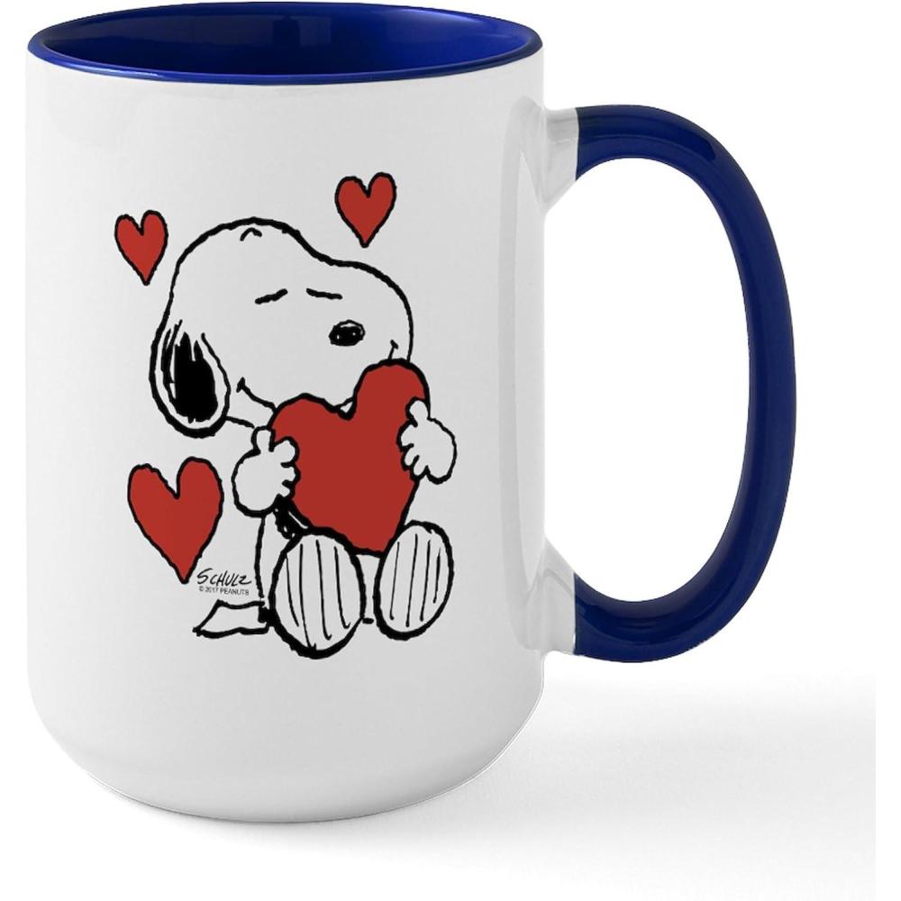 image:imageCafePress Snoopy Valentines Day 15 oz 444 ml Ceramic Coffee MugWhiteNavy Inside