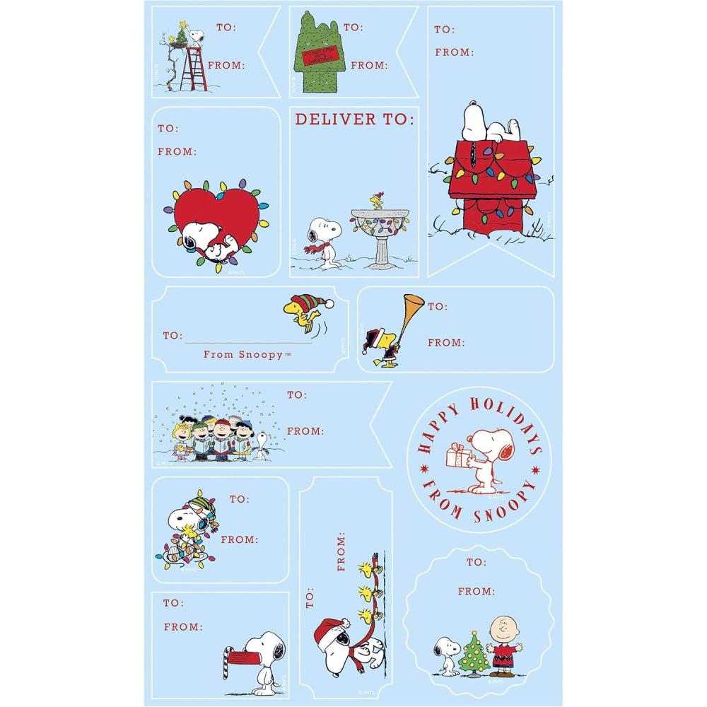 image:imageGraphique Peanuts Gift Labels  52 SelfAdhesive Christmas Stickers  13 Designs with Red Foil Accents  to and from Names  for Holiday Wrapping Paper amp Gift BagsPeanuts