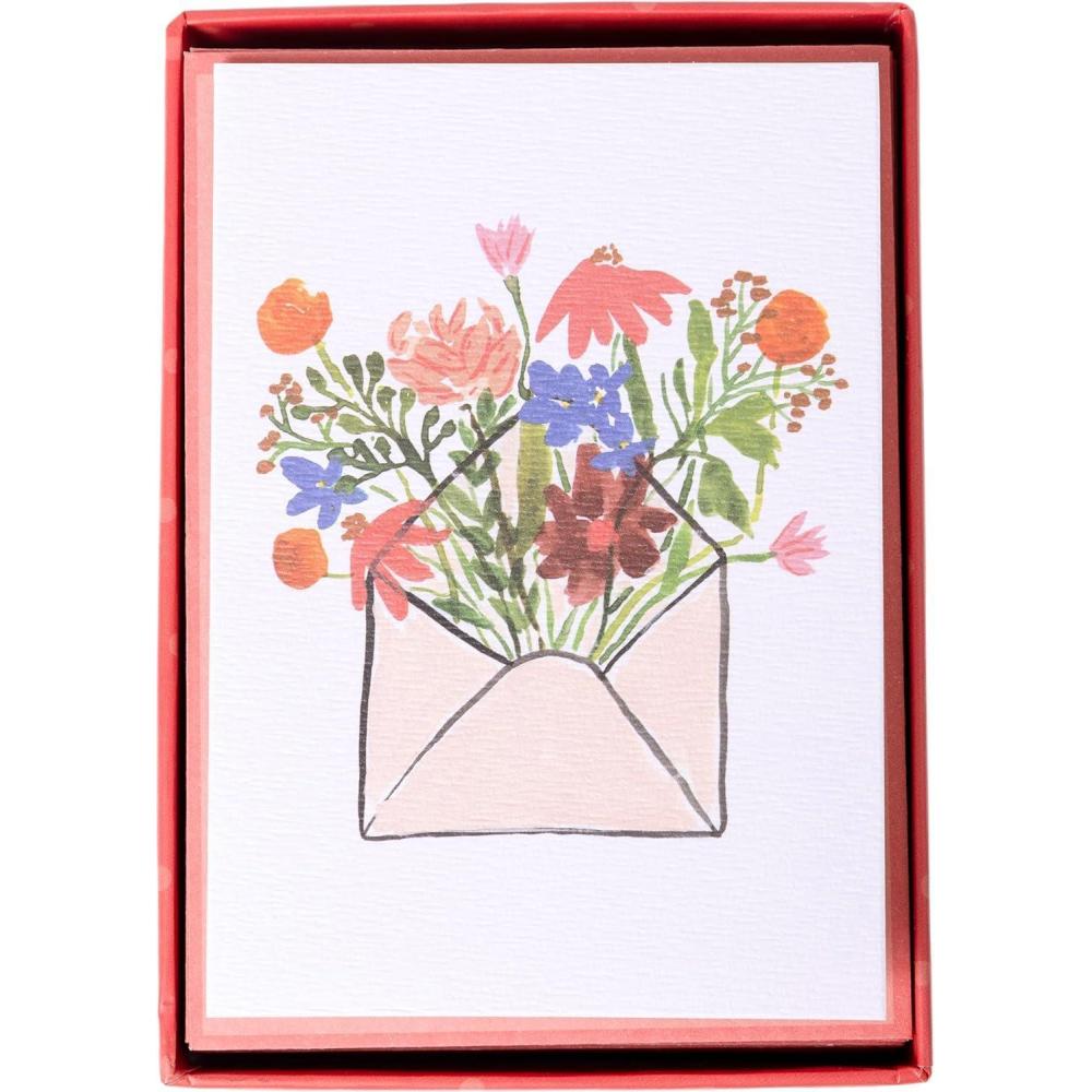 image:imageGraphique Peanuts Typewriter Boxed Notecards 16 Snoopy at Typewriter Cards Embellished with Glitter with Matching Envelopes and Storage Box 325 x 475Flower Envelope