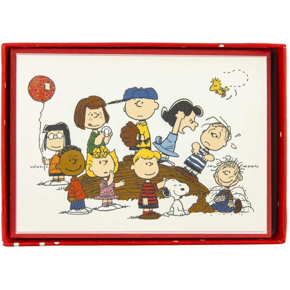 image:imageGraphique Peanuts Typewriter Boxed Notecards 16 Snoopy at Typewriter Cards Embellished with Glitter with Matching Envelopes and Storage Box 325 x 475Peanuts Gang