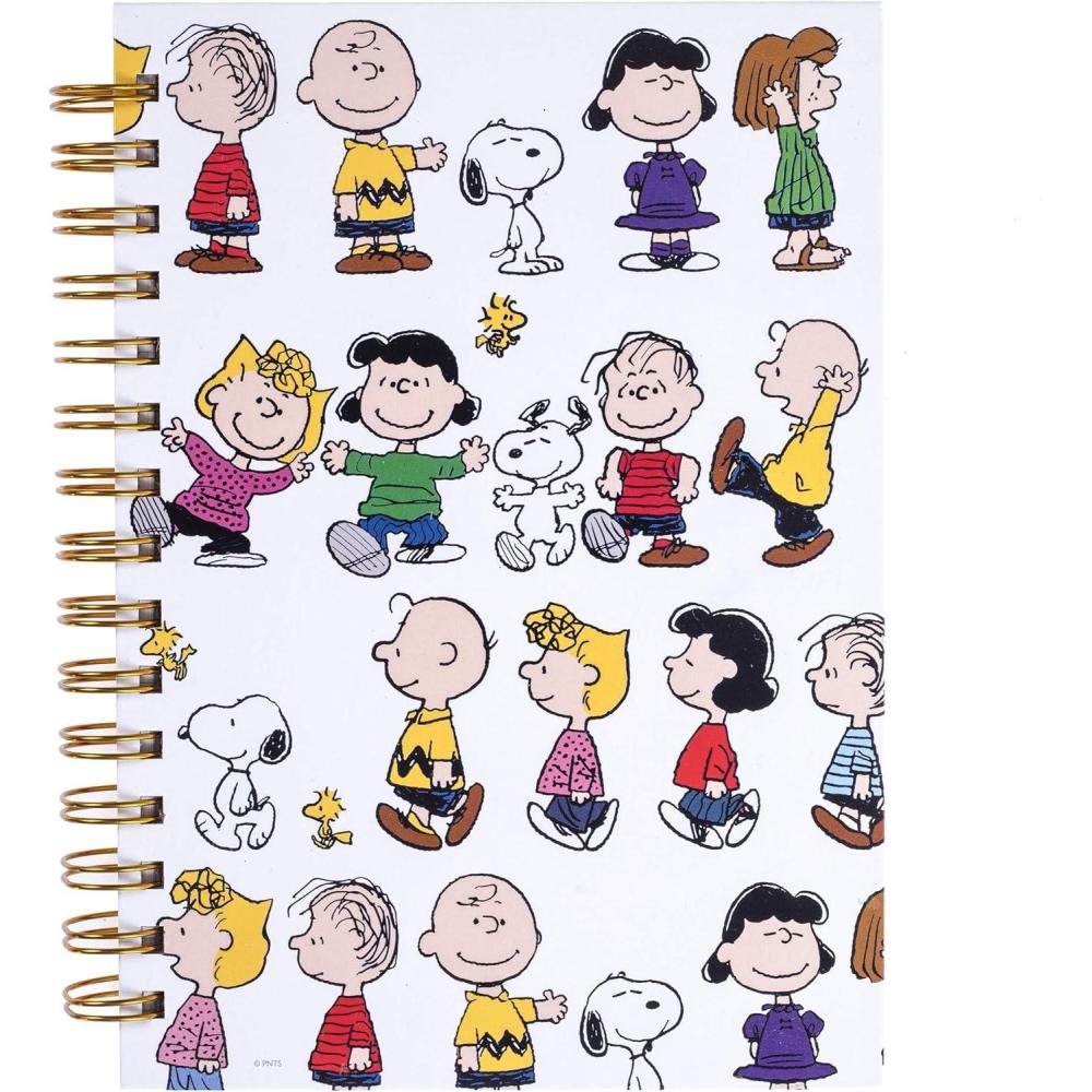 image:imageGraphique Snoopy Hardbound Spiral Journal 160 Ruled Pages Hard Cover Notebook Diary Lists Record Month and Date Premium Paper 6 x 8Peanuts Gang Spiral Journal