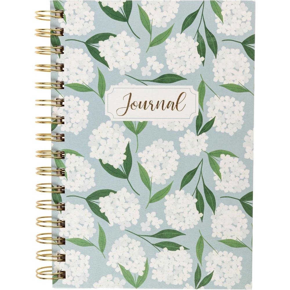 image:imageGraphique Snoopy Hardbound Spiral Journal 160 Ruled Pages Hard Cover Notebook Diary Lists Record Month and Date Premium Paper 6 x 8White Hydrangeas