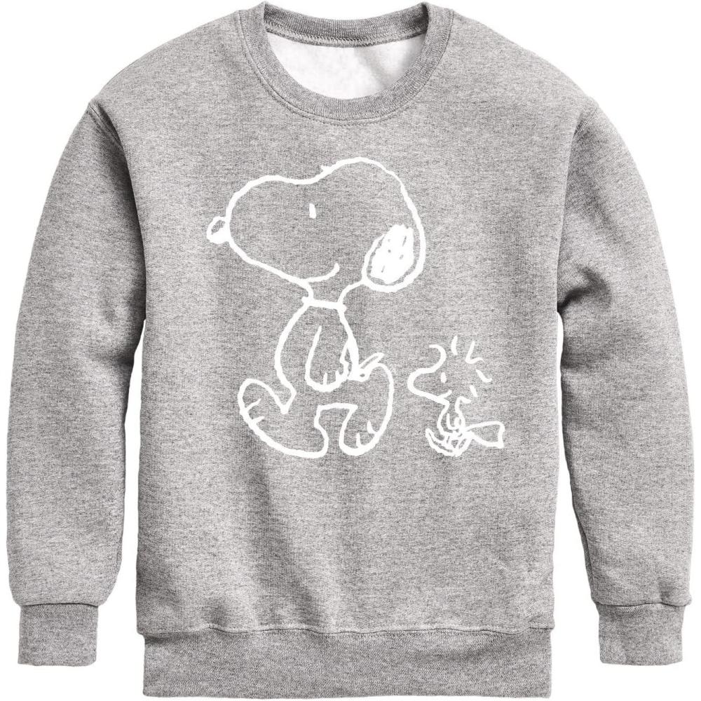 image:imageHYBRID APPAREL  Peanuts  Ill Follow You  Snoopy amp Woodstock  Toddler amp Youth Crewneck Fleece SweatshirtAthletic Heather