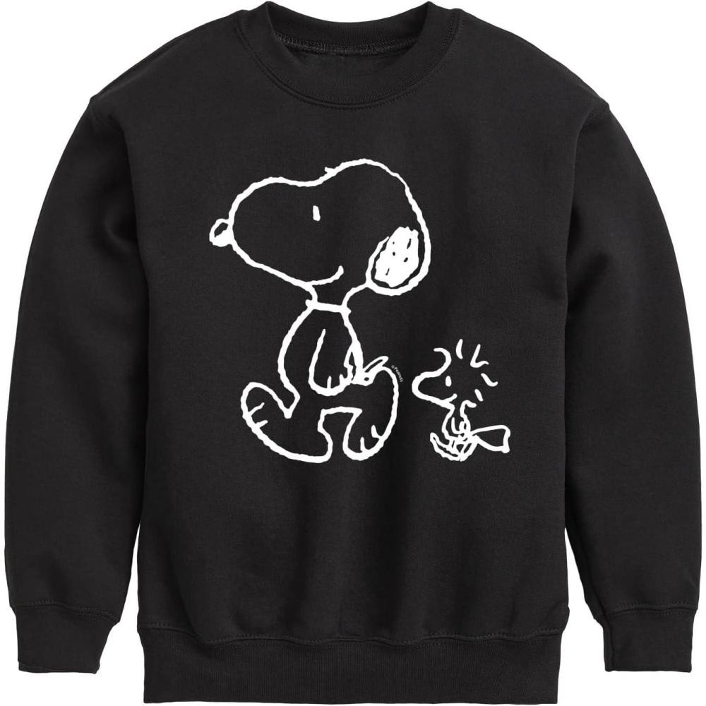 image:imageHYBRID APPAREL  Peanuts  Ill Follow You  Snoopy amp Woodstock  Toddler amp Youth Crewneck Fleece SweatshirtBlack