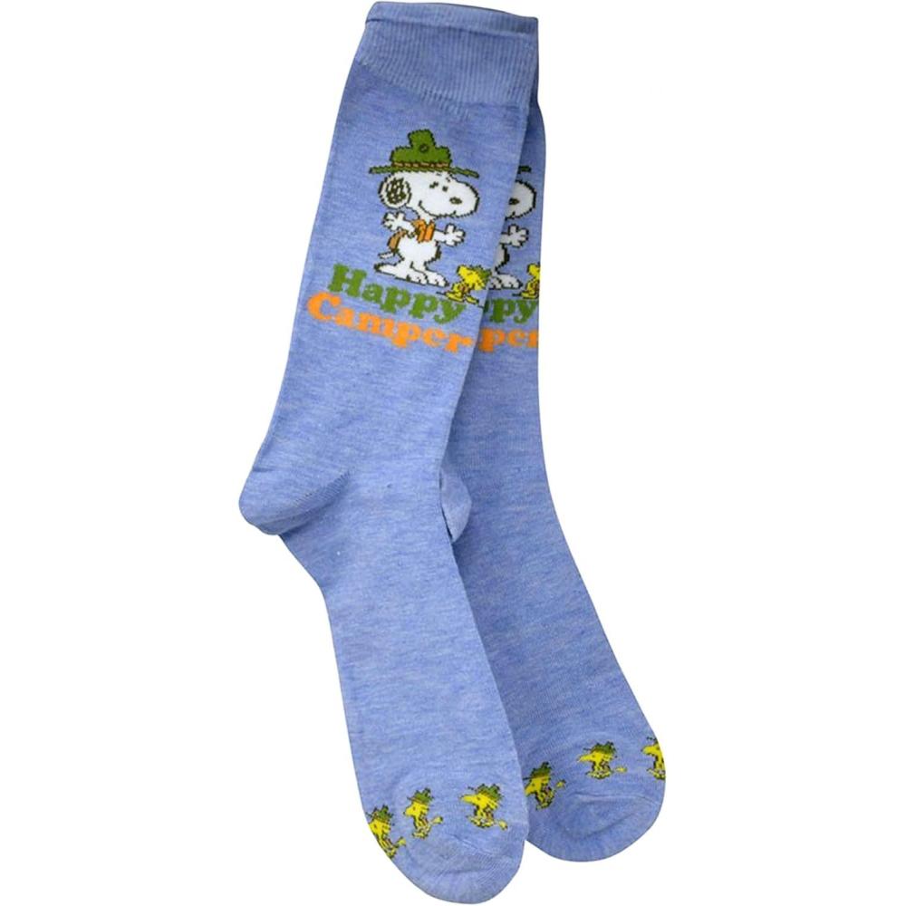 image:imageHigh Point Design LLC Peanuts Snoopy Happy Camper Mens Crew Socks Blue