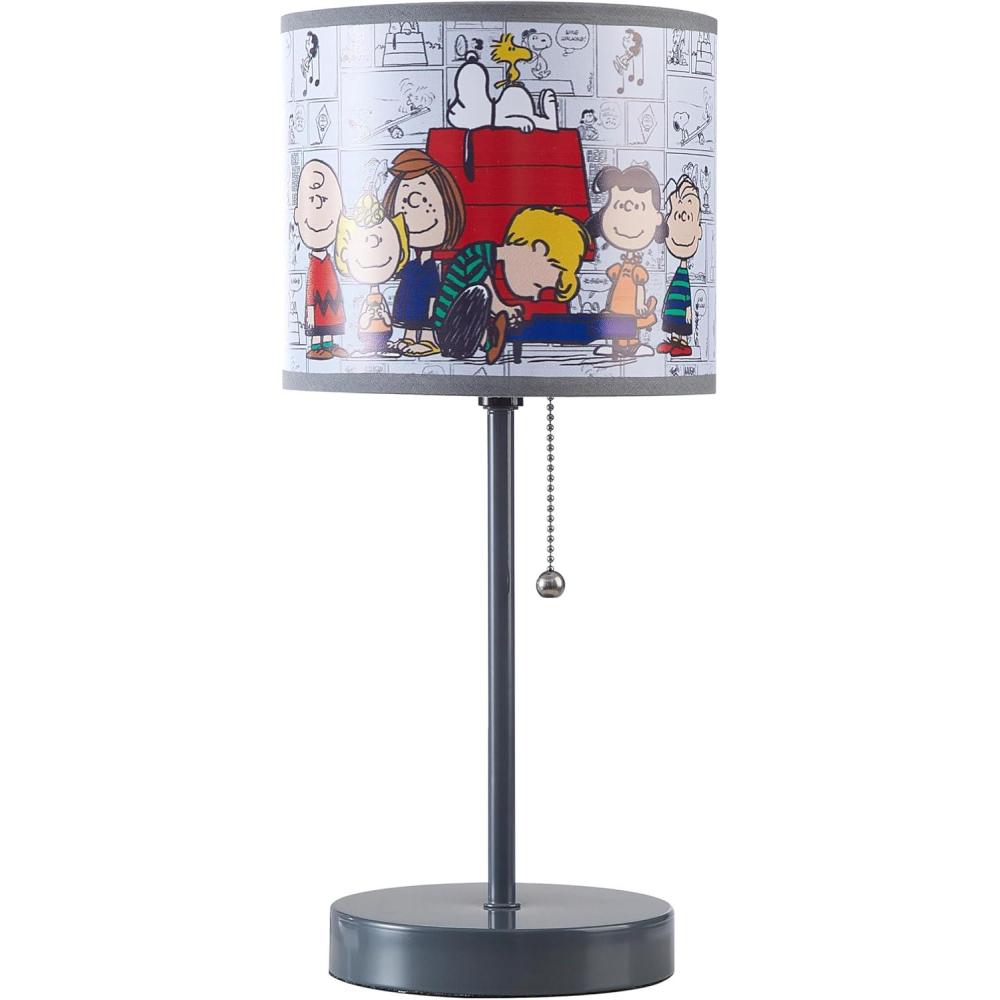 image:imageIdea Nuova Table Lamp for Kids Stick Lamp with Printed Shade amp Pull Chain Bedroom or Nursery Nightstand LightingPeanuts