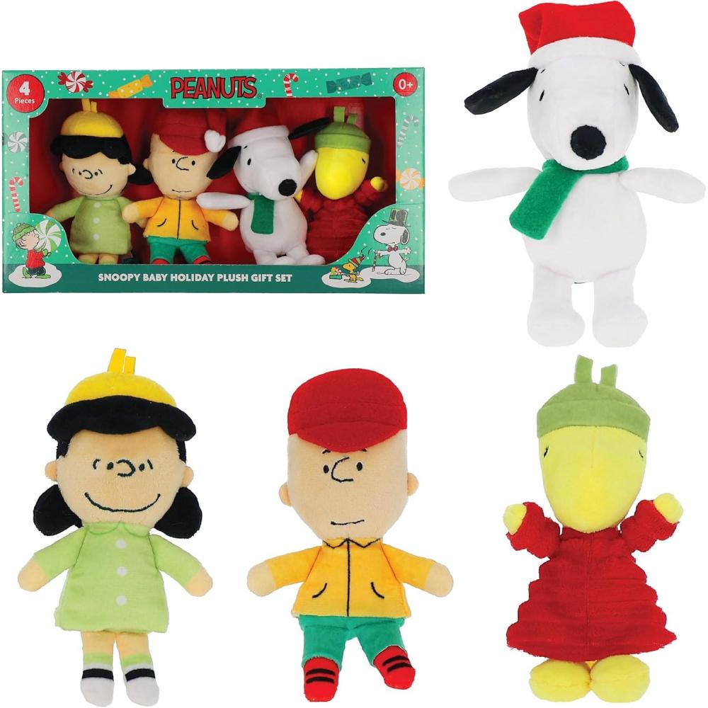 image:imageKids Preferred Peanuts 4 Piece Plush Set  Charlie Brown Snoopy Woodstock and Lucy  Soft Stuffed Animal Toys for Baby and Toddler Boys amp Girls