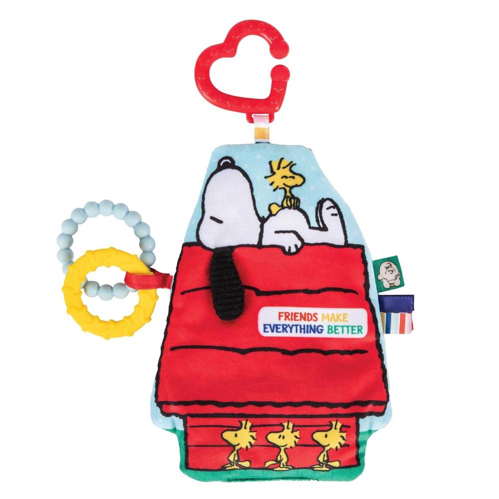 image:imageKids Preferred Peanuts Snoopy Sensory Crinkle Teether Toys for Newborn Baby Boys and Girls with OnTheGo Clip for Stroller and Car Seat 10 inches