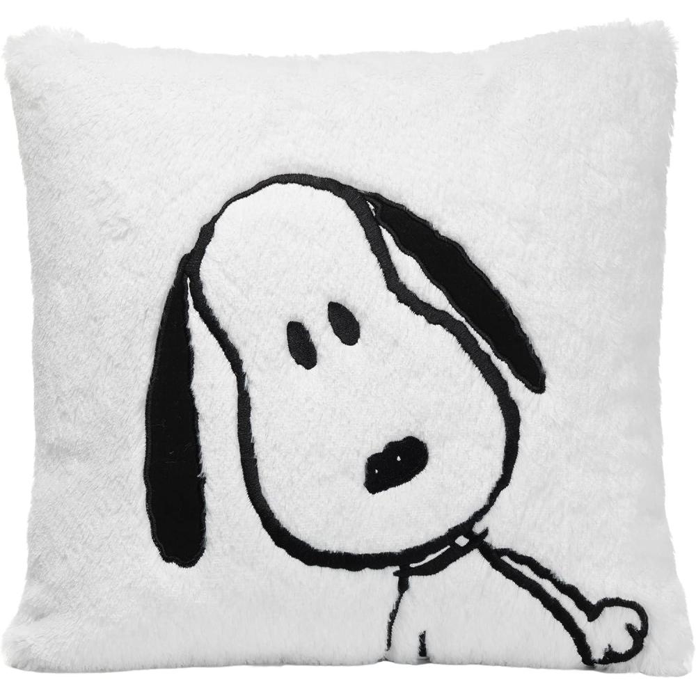 image:imageLambs amp Ivy Classic Snoopy WhiteBlack Furry Decorative Nursery Throw Pillow