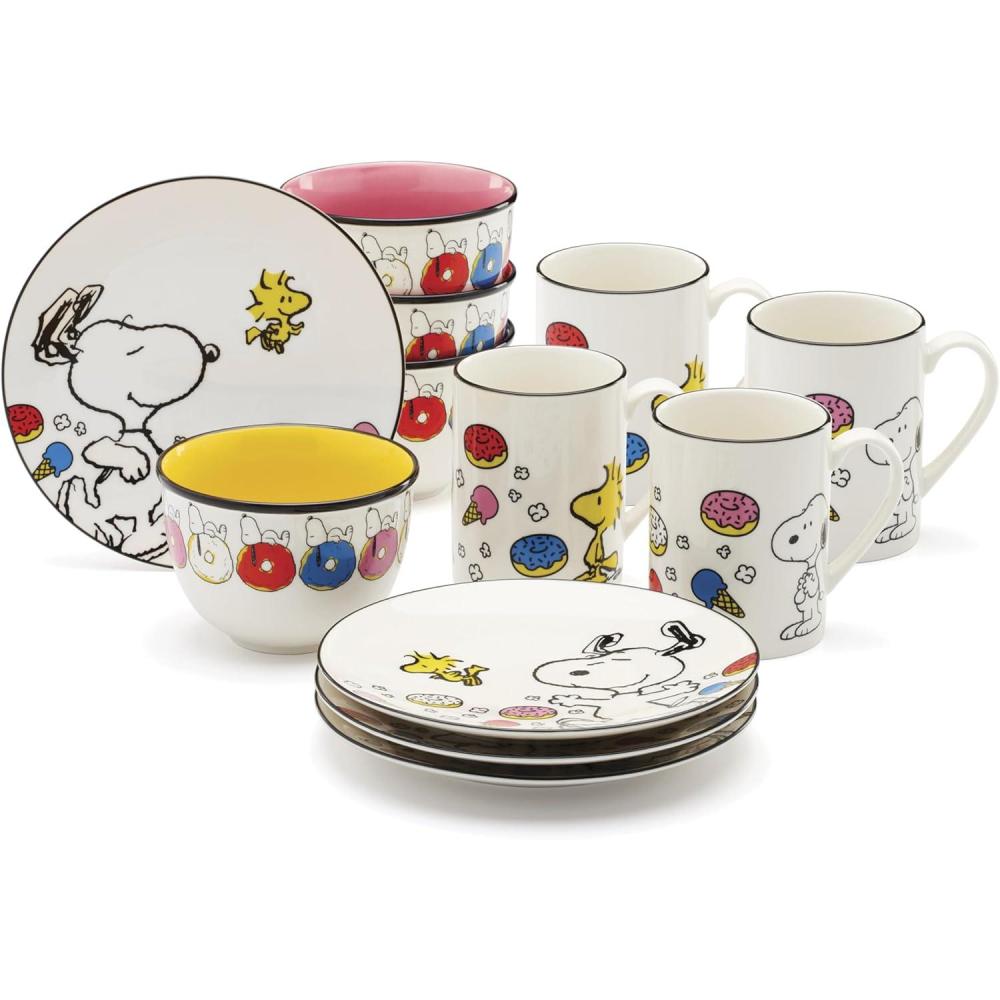 image:imageLenox 897681 Chef Snoopy Figural Utensil Crock 4Piece Set12Piece Dessert Set