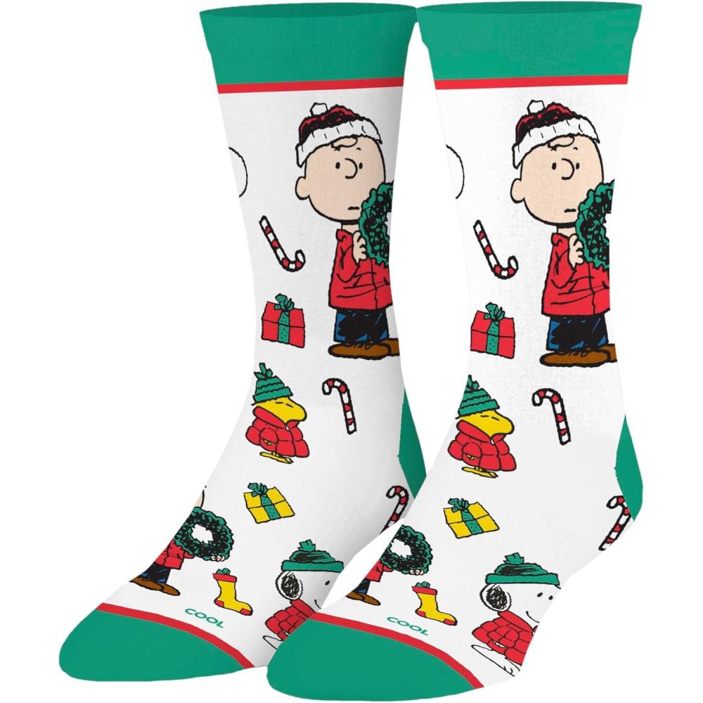 image:imageOdd Sox  Peanuts Charlie Brown Socks for Men  Fun Comic Strip Character Print Crew Socks  Assorted DesignsA Charlie Brown Christmas