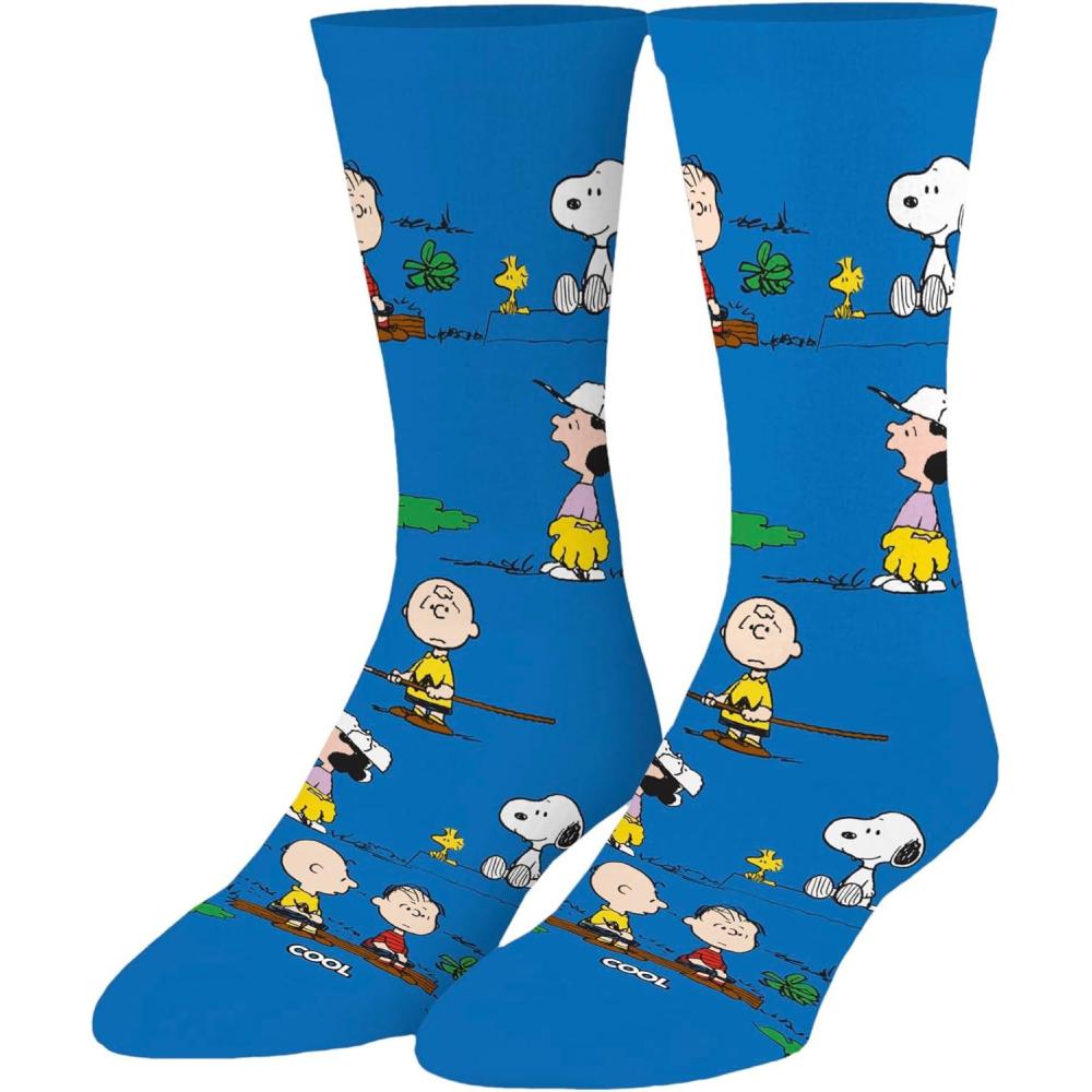 image:imageOdd Sox  Peanuts Charlie Brown Socks for Men  Fun Comic Strip Character Print Crew Socks  Assorted DesignsCharlie  the Outdoors