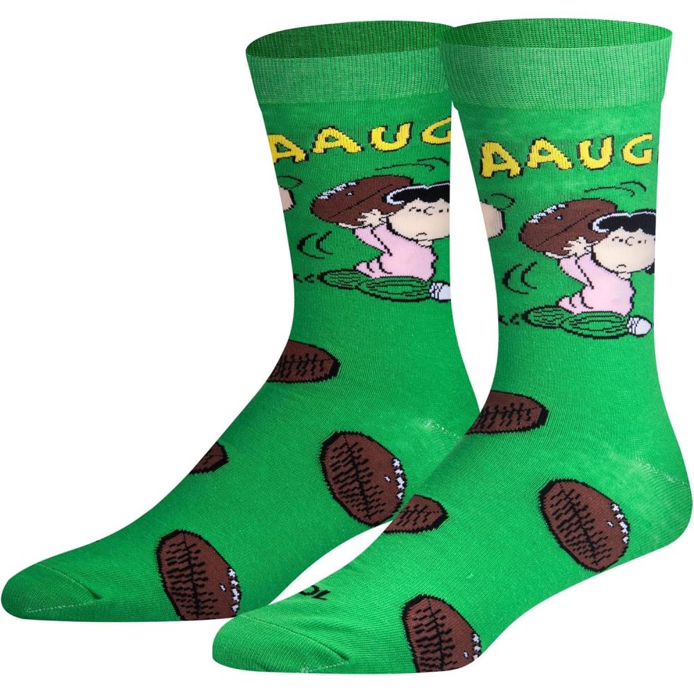 image:imageOdd Sox  Peanuts Charlie Brown Socks for Men  Fun Comic Strip Character Print Crew Socks  Assorted DesignsCharlie Brown Football