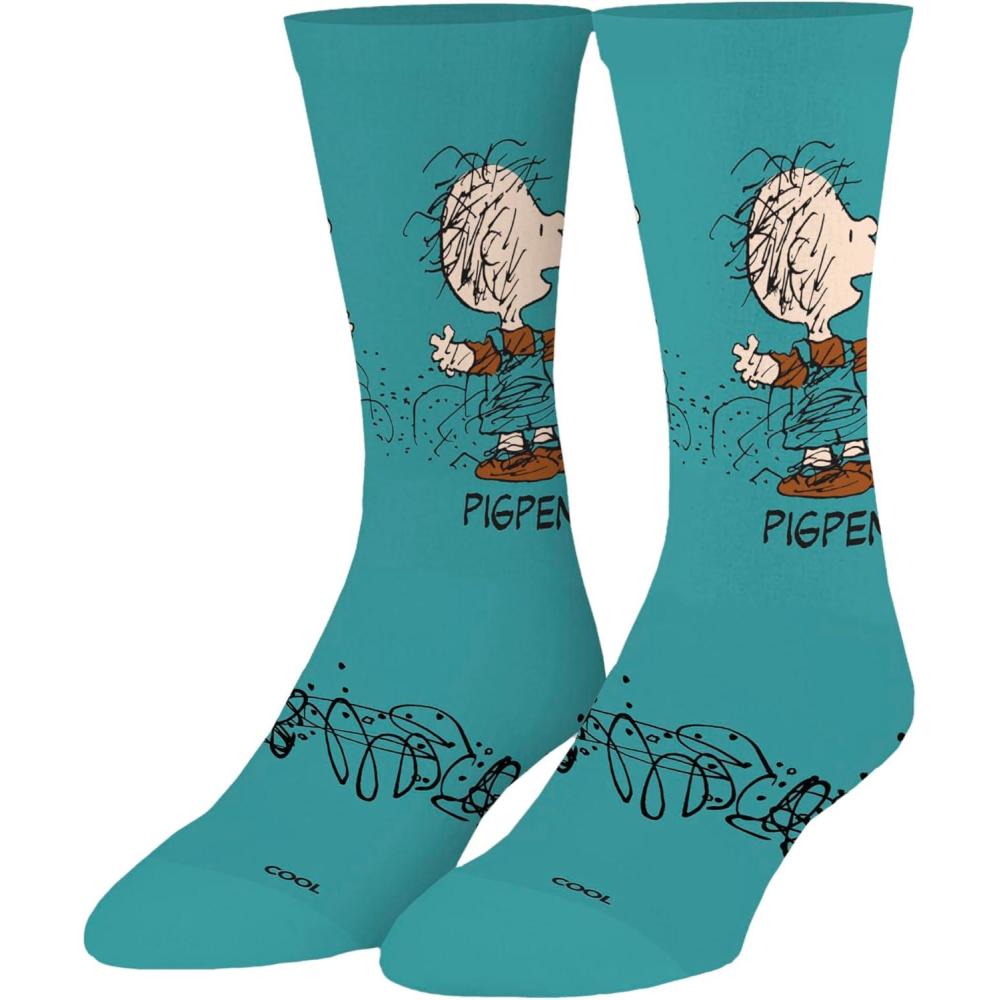 image:imageOdd Sox  Peanuts Charlie Brown Socks for Men  Fun Comic Strip Character Print Crew Socks  Assorted DesignsPigpen