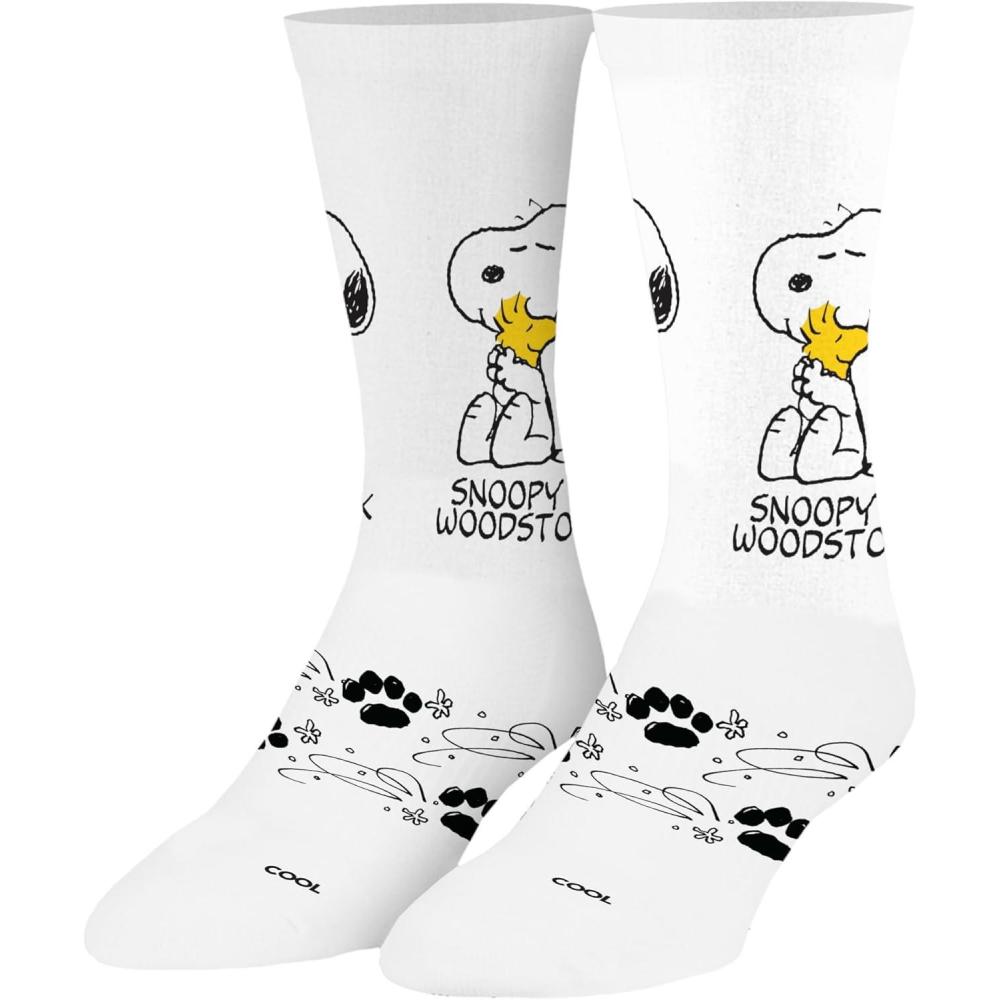 image:imageOdd Sox  Peanuts Charlie Brown Socks for Men  Fun Comic Strip Character Print Crew Socks  Assorted DesignsSnoopy  Woodstock