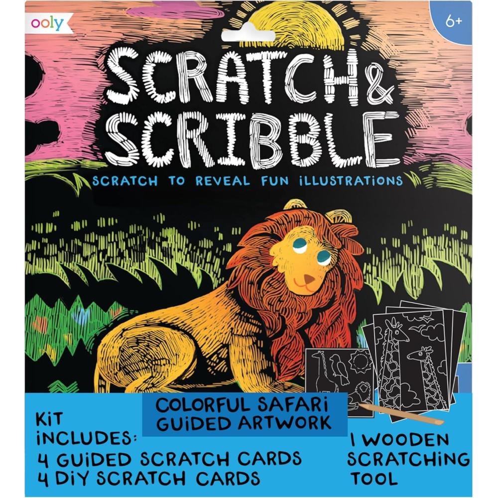 image:imageOoly X Peanuts Scratch Art Kit  12 Cards Featuring Snoopy Woodstock and The Gang Scratch Art Set Gifts for Kids TravelFriendly Craft Kit Scratching Tool IncludedColorful Safari