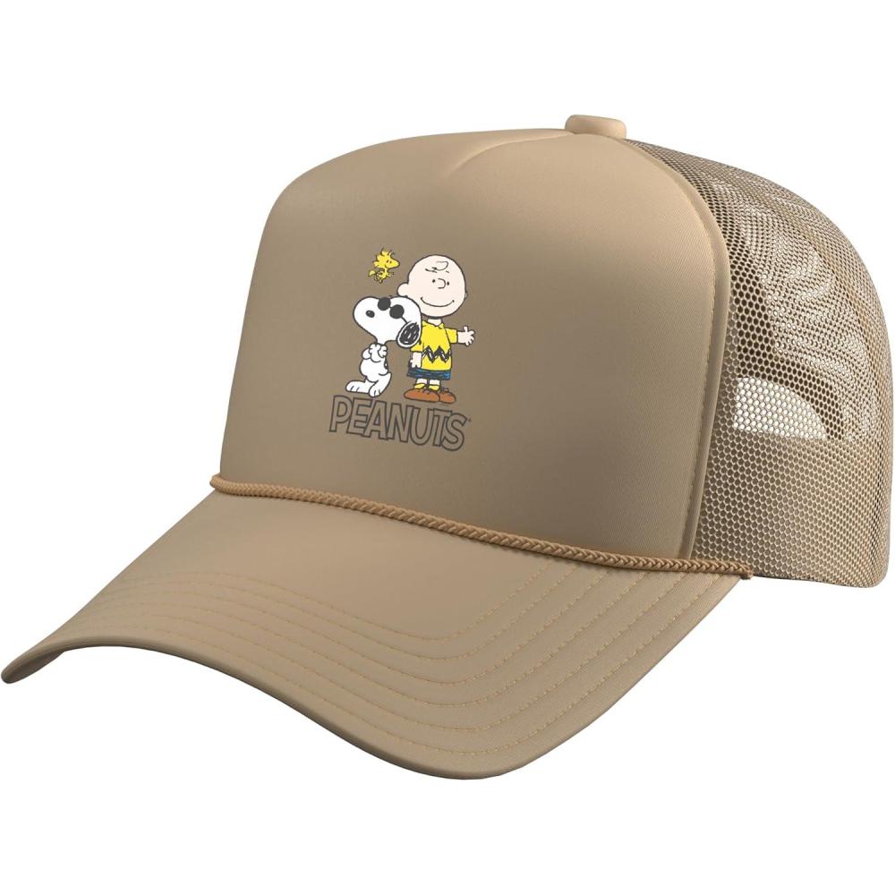 image:imagePeanuts  Charlie Snoopy Woodstock Trucker Hat with Adjustable Mesh BackKhaki
