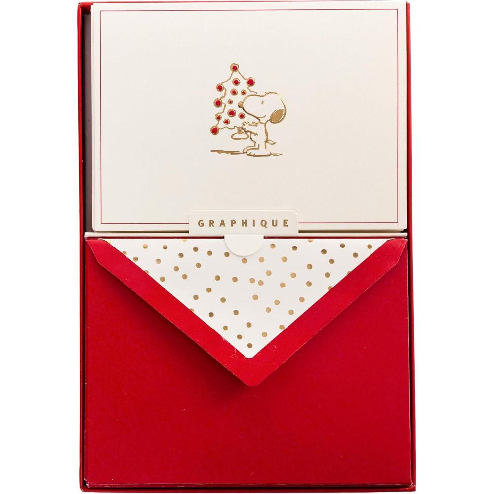 image:imagePeanuts Jotter by Graphique Luxe Collection FabricWrapped Hardcover Spiral Notebook Gold Foil Embossing 125 PagesHoliday Cards