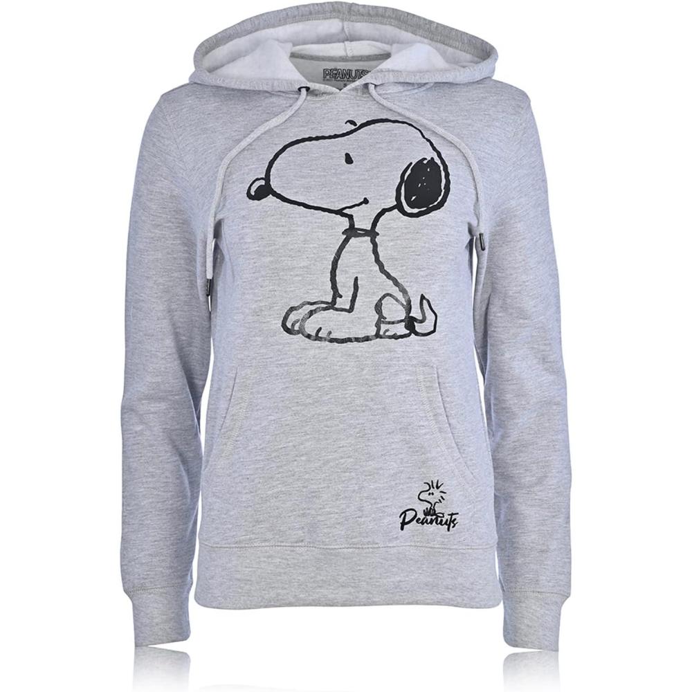 image:imagePeanuts Ladies Snoopy Fashion Hoodie  Ladies Classic Snoopy Fleece Sweatshirt Foil SweatshirtHeather Grey
